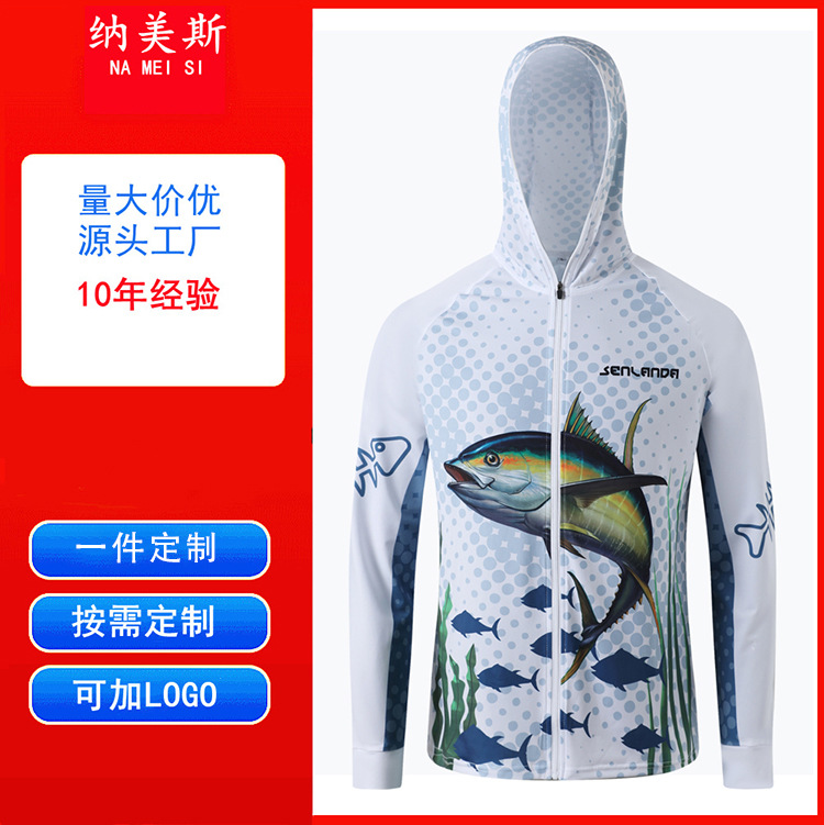 New Fishing Foreign Trade Long Sleeve Sunscreen Summer Fishing Breathable Outdoor suit Quick-drying Ice Silk Hooded Clothes