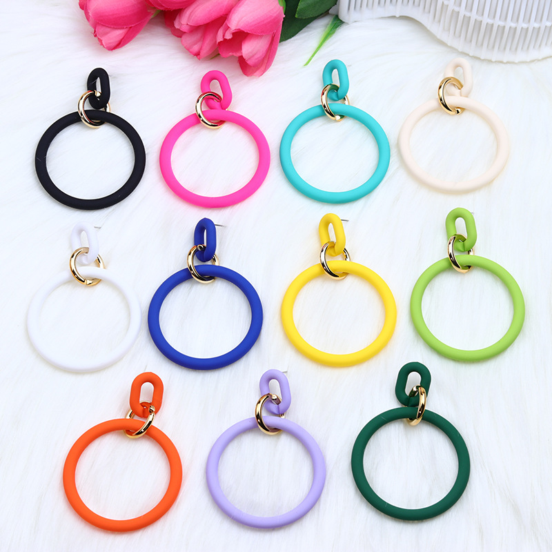 Round Pattern Women'S Gender 1 Pair Casual Round Spray Paint Arylic Earrings