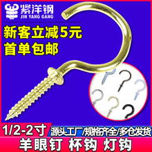 开口羊眼圈螺丝9字羊角钉羊眼钉塑杯钩问号挂钩自攻螺丝灯钩