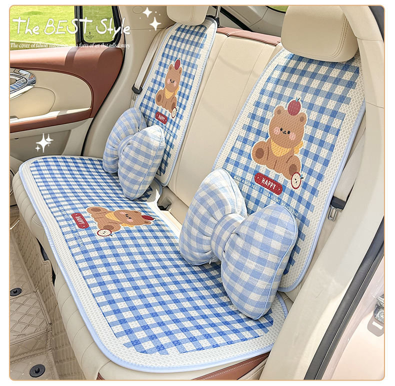 Blue Rain Cartoon Car Seat Cushion Universal for All Seasons Cute Summer Honeycomb Half-Pack Car Seat Cushion Car Seat Cover