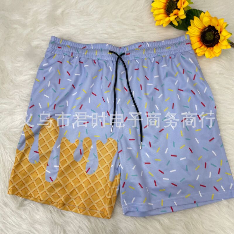 Custom Printed Casual Shorts Multicolor Waffe Ice Cream Shorts Summer Parent-child Shorts Stylike All-match Hot Pants