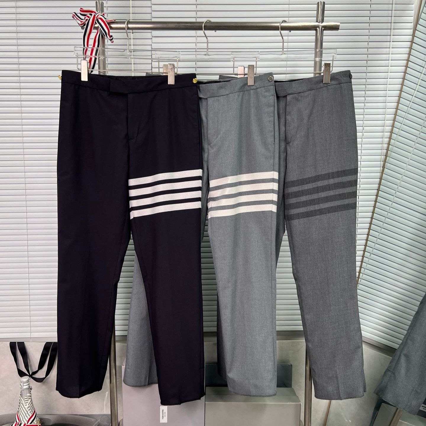【工厂直营】高品质秋冬季经典条纹四杠色织男款休闲时尚西裤