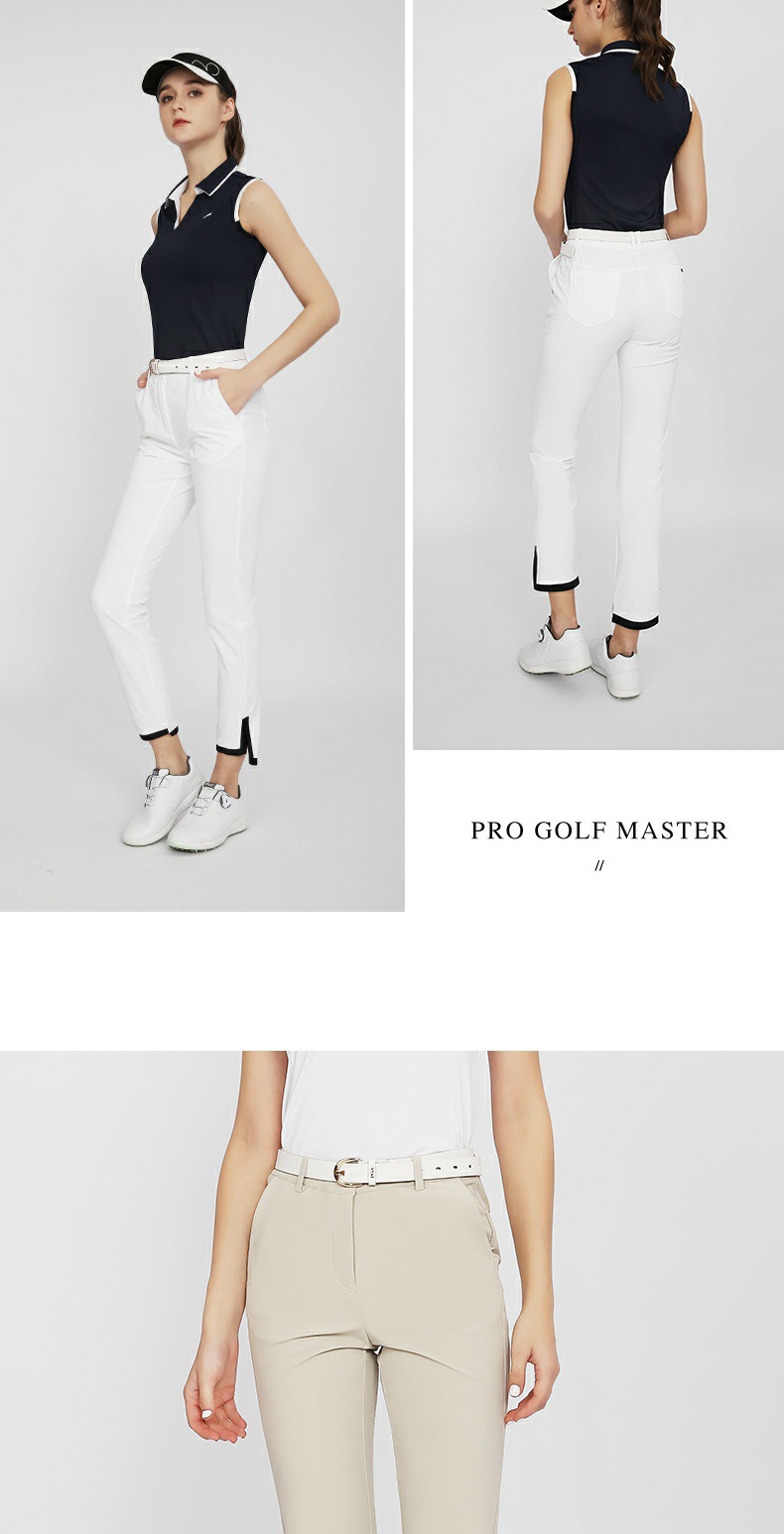 Quần golf dài nữ PGM thoáng khí, có đường viền màu sắc, phong cách thể thao — KUZ147-Đen, KUZ147-Kaki, KUZ147-màu trắng chi tiết 6
