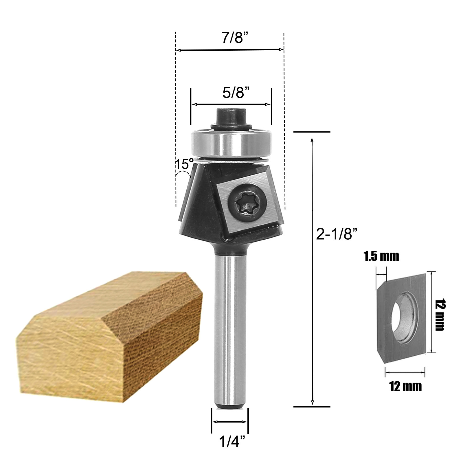 舍弃式15度斜角刀 尺寸