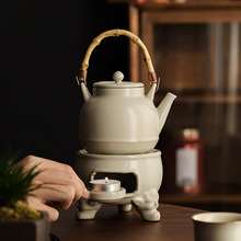 汝窑茶壶日式加热炉子保温开片围炉煮茶茶室茶叶店陶瓷提梁壶套装