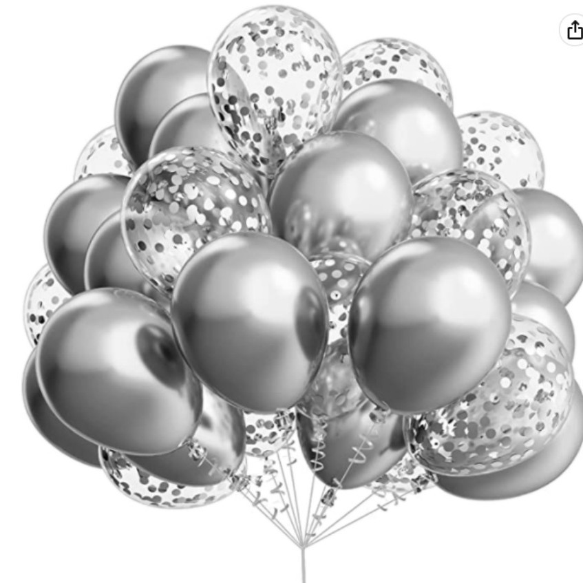 Metal globo de plata 40 unidades 10 pulgadas metal plata y confeti globo de látex fiesta de cumpleaños a granel
