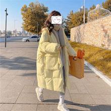 奶黃羽絨棉服女中長款2022年冬季新款韓版chic面包服棉衣加厚外套
