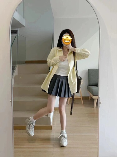Striped POLO neck shirt for women in spring and autumn new style cardigan loose design, lazy style, sunscreen shirt, top, outside