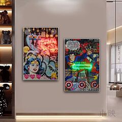 落書き掛け絵潮流工房ギャラリー画室壁面装飾画アメリカ式客間通路清吧抽象壁画