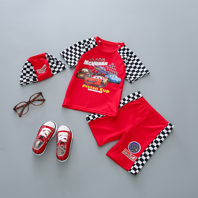 2025 Little Car Boys' Two-Piece Swimsuit Set Paw Patrol Cartoon Children's Sun-Protective Quick-Dry Swimwear for Boys