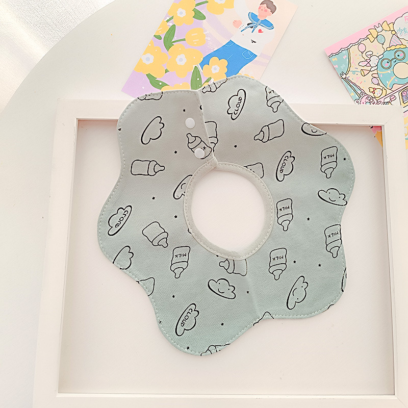 Bebé recién nacido otoño e invierno nuevo estilo flor saliva toalla algodón bebé impermeable escupir babero 360 grados rotación