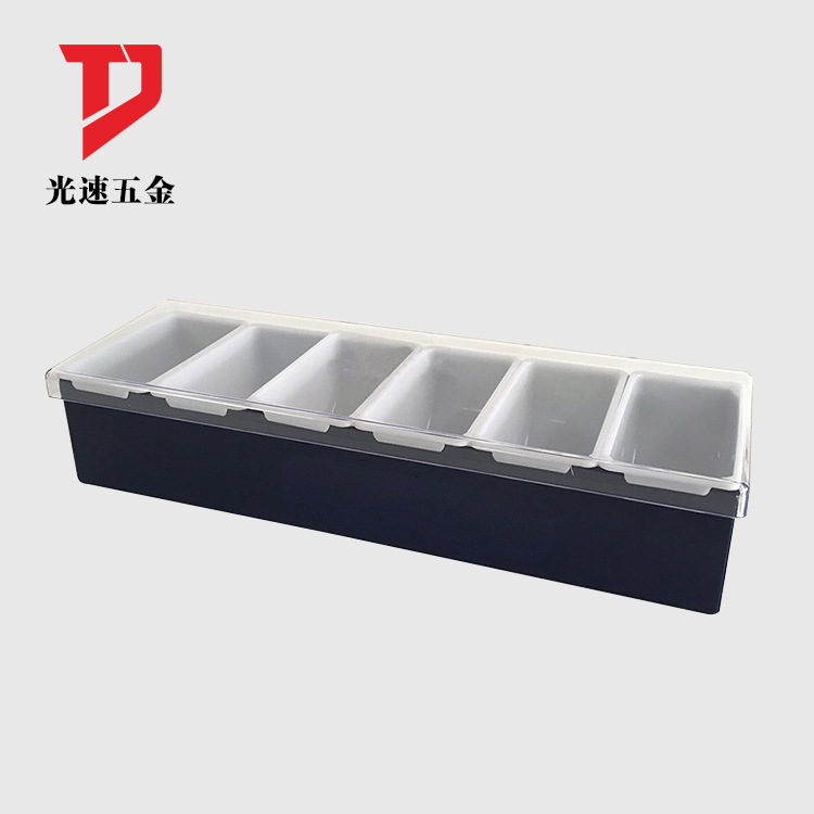 Caja de fruta de acero inoxidable para Bar nueva caja de fruta KTV de seis rejillas con tapa caja de condimento de barra