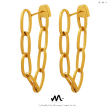 欧美冷淡风个性时尚潮流双链条耳饰流苏耳坠飒爽气质耳环女 F331