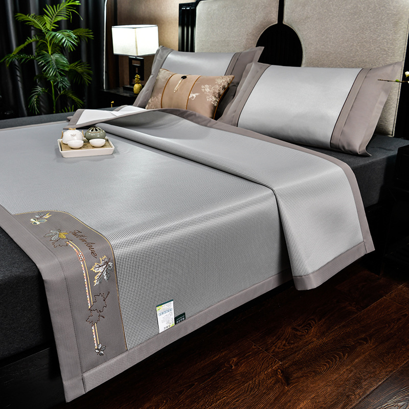 [기계 빨] 아이스 실크 매트-소형 하운드투스-메이플 리프 (그레이)