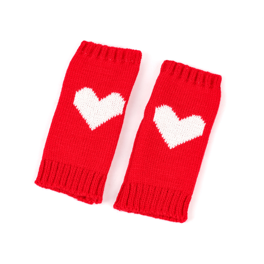 Κοντά μισά δάχτυλα για φοιτητικό γραφείο, μανίκια ροδακινί, πλεκτά γάντια αγάπης με ζεστή καρδιά_voghion.com