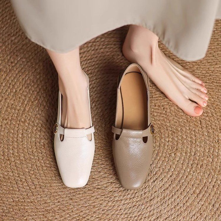 Nuevos zapatos fragantes pequeños, cuero suave, cómodo, suave, ligero, lujo, nicho, retro, primavera, nuevos zapatos de mujer, corte bajo, comercio exterior transfronterizo