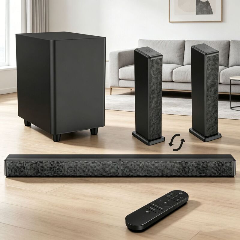 Cross-Border 2.1-Channel Home Theater Speaker System 200W Detachable Soundbar with Subwoofer Bluetooth 5.3 Cross-Border 2.1-Channel Home Theater Speaker System 200W Detachable Soundbar with Subwoofer Bluetooth 5.3