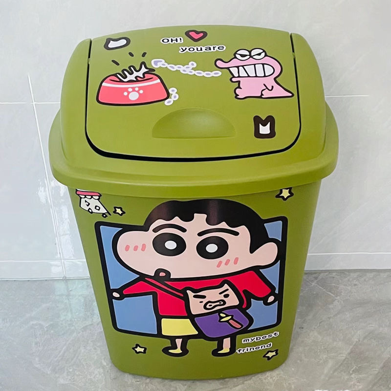 クレヨンしんちゃんゴミ箱かわいいステッカーキッチンリビングルームゴミ箱家庭用紙バスケット大容量卸売|undefined
