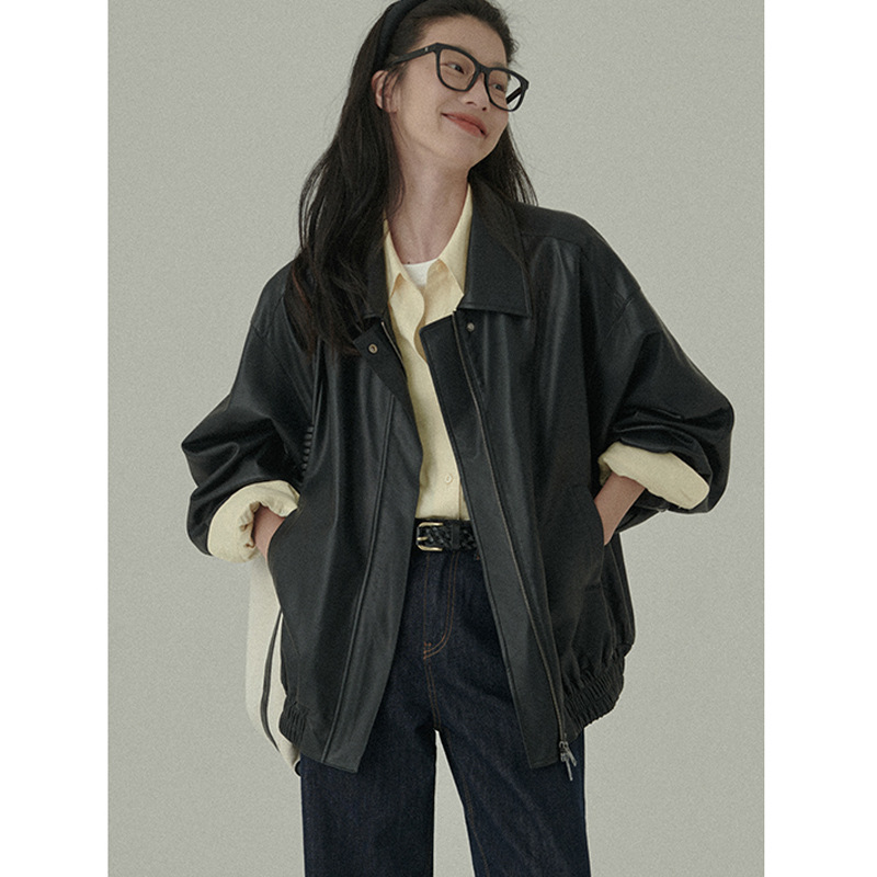 黑色机车pu皮衣外套女小个子帅气秋季新款休闲时尚短款夹克高级感