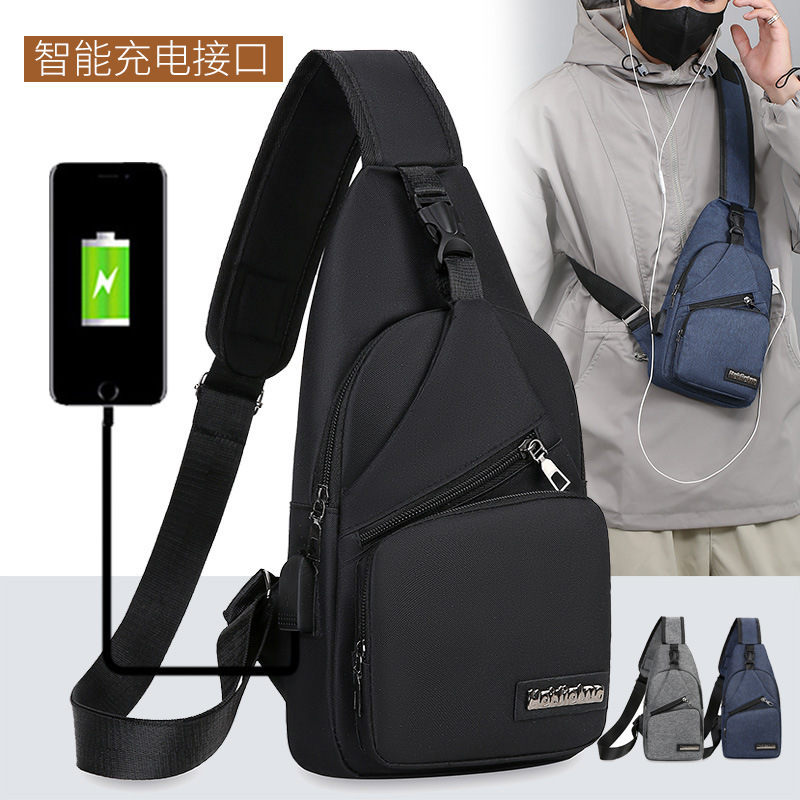 Foreign trade wholesale chest bag men's lightweight crossbody bag Korean fashion casual simple shoulder bag riding canvas men's bag Foreign trade wholesale chest bag men's lightweight crossbody bag Korean fashion casual simple shoulder bag riding canvas men's bag
