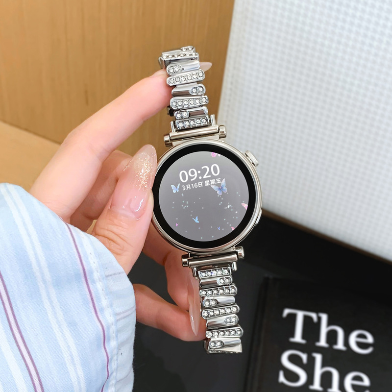 Suitable for Huawei Gt5 Watch Strap Asymmetrical Metal Diamond Huawei Gt4 Summer New Breathable Smart Huawei Gt3