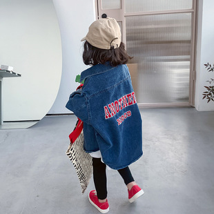 Длинная джинсовая осенняя куртка, детский осенний топ, средней длины, в западном стиле, коллекция 2023, популярно в интернете