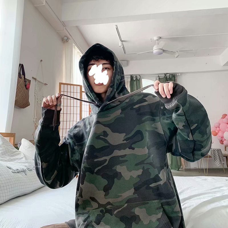 2024 Autum Ins Retro Harajuku Style Workwear Camouflage Sweatshirt Men's Korean Style Loose Trendyy Versatile Couple Jacket