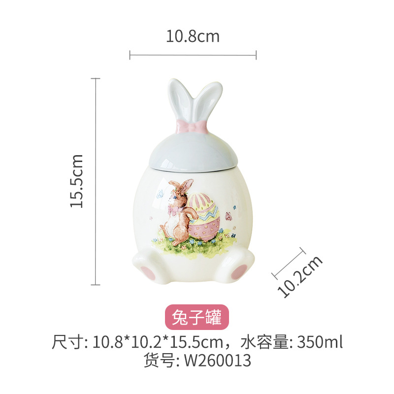 Cerámica de Pascua dibujos animados conejo cubiertos adornos encantadores set de platos para el hogar nuevos productos en stock
