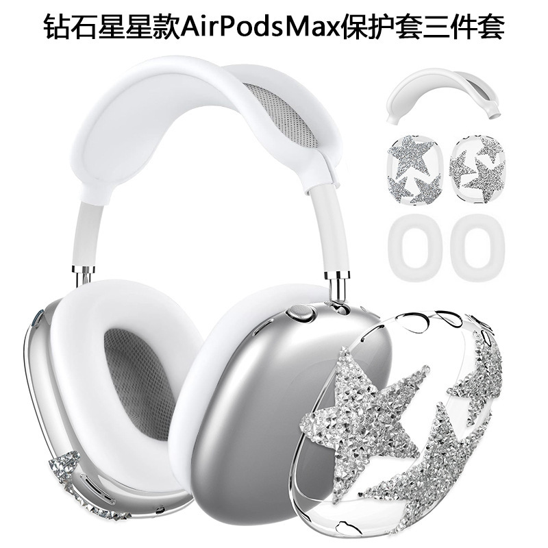 airpodsmax Protective Case for Flash Diamond Star Apple Max Earphone Case Transparent APM Protective Case airpodsmax Protective Case for Flash Diamond Star Apple Max Earphone Case Transparent APM Protective Case