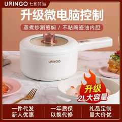 七彩電気鍋 寮 家庭用 多機能一体型 電気炒め鍋 麺調理 電気鍋 小型電気鍋 蒸し器