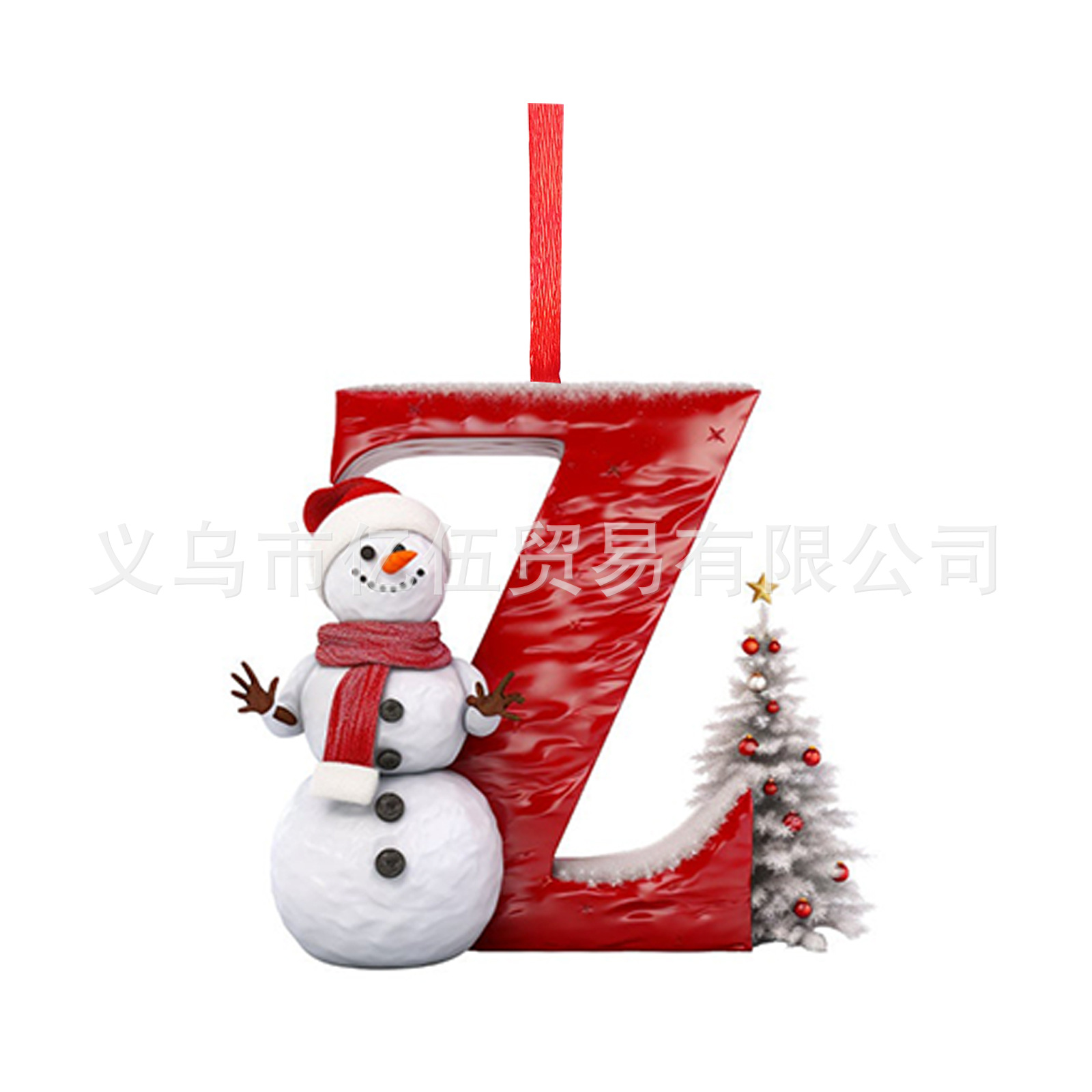 Nuevos productos transfronterizos 26 letras muñeco de nieve bebé colgante de Navidad acrílico plano árbol de Navidad decoración para el hogar colgante image 31