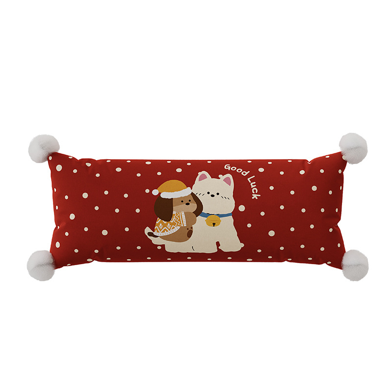 Rode rugleuninghoes. Het hoofdbord is niet inbegrepen. Nieuwjaarskussen voor de woonkamerbank. Kortharige jachthond. Lange rechthoekige vorm._voghion.com