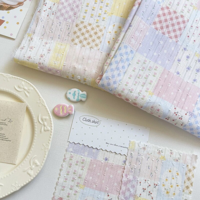 Korean-Style Patchwork Floral Cotton Fabric Shirt Dress Fabric Clothing Material Summer Fabric Tablecloth DIY Fabric