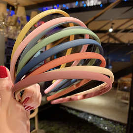 韩版秋冬新款细边防滑带齿发箍纯色磨砂头箍简约糖果色发饰批发