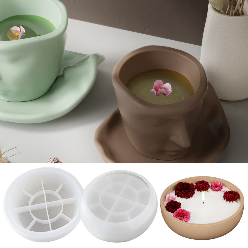 diy abstract art face storage dish storage Bowl storage tray candle container silicone mold