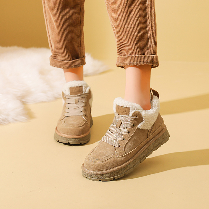Snow boots women's new winter thick velvet and thick fashion warm short boots thick sole increase cotton shoes_voghion.com