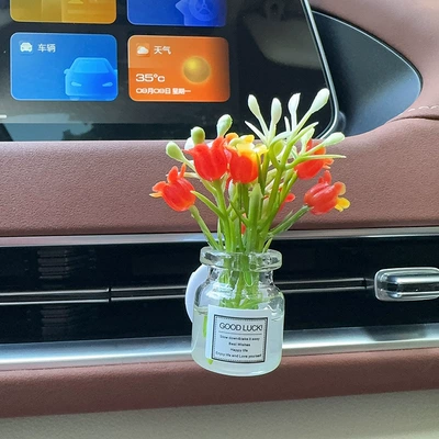 Small Fresh Car Air Outlet — Car Perfume Aromatherapy - orange-hanging-dragon-vase-with-an-air-outlet-aromatherapy-light-flavor