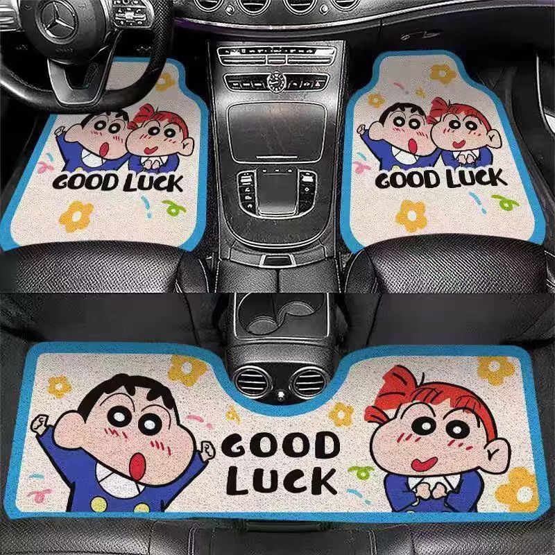 クロスボーダーチェッカーボードカーマット、かわいいワイヤーリングユニバーサルカーペット、汚れ防止マット、漫画カーマット、メインドライビングマット|undefined