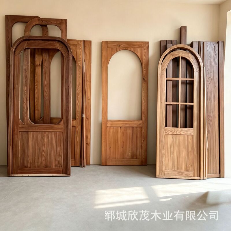 Old elm wood doors and windows, folding windows for homestays, sliding solid wood windows for home use, small-sized arched doors and windows for entryways