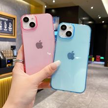 简约纯色透明适用iphone16promax苹果13手机壳15pro彩色tpu软壳14