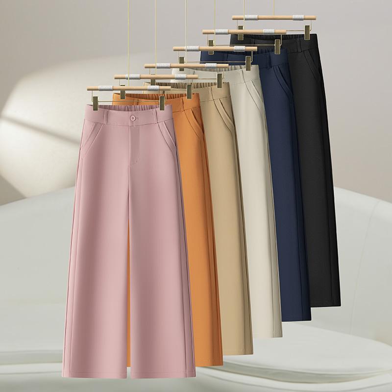 Pantalones de piernas anchas para mujeres 2026 verano nuevo pantalones recto sueltos de cintura alta para reducir la edad de los pantalones de mujer de viaje casuales delgados