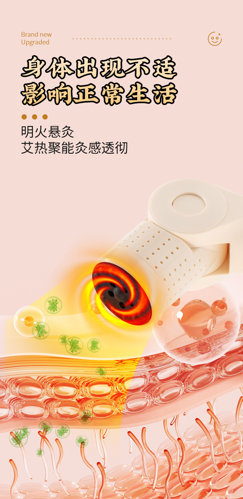 Bian Stone Moxa Stick Adjustable Head Warming Moxibustion Roller for Neck Shoulder Body Care key features