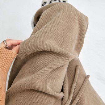 木棉绒裤子女春秋款显瘦直筒休闲裤高腰宽松拖地女装阔腿裤垂感