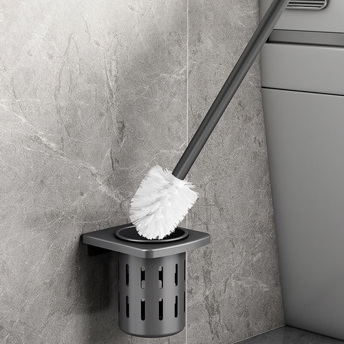 Toilet brush with no dead ends, wall-mounted, home bathroom, no punching, toilet brush, long-handled wall-mounted cleaning brush set