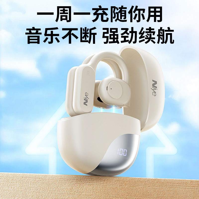 Niye nuevo H10 oído inalámbrico Clip-on de un solo oído auriculares Bluetooth 5,3 ultra-larga resistencia espera reducción de ruido Deportes