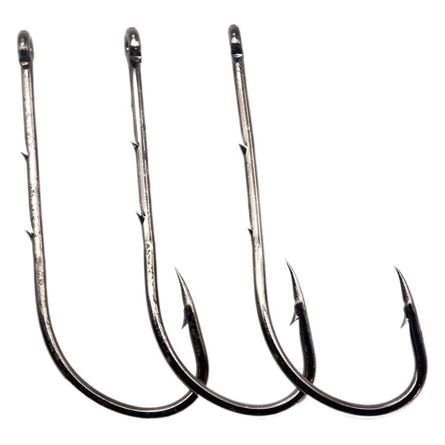 92247 double back Thorn single hook tube with ring long handle high carbon steel barbed straight eye tide hook sea fishing hook fishing gear
