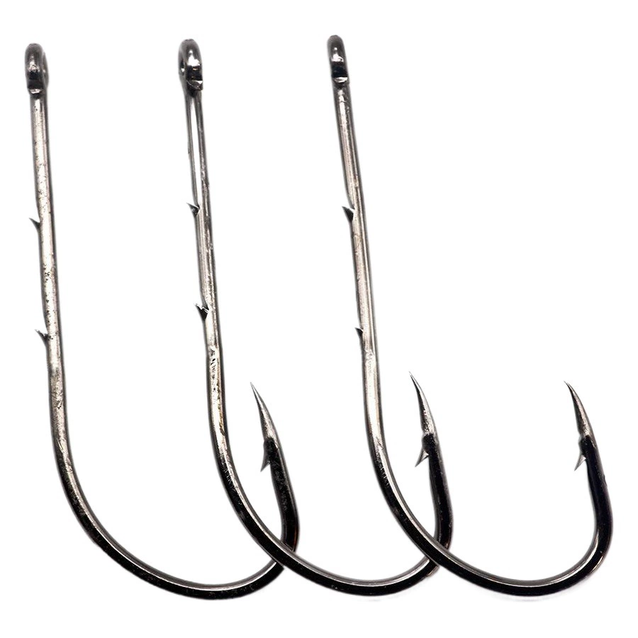 92247 двойная спинка Торн одинарный крючок трубка с кольцом длинная ручка из высокоуглеродистой стали с зазубринами прямой приливной крючок морской Рыболовный крючок рыболовные снасти