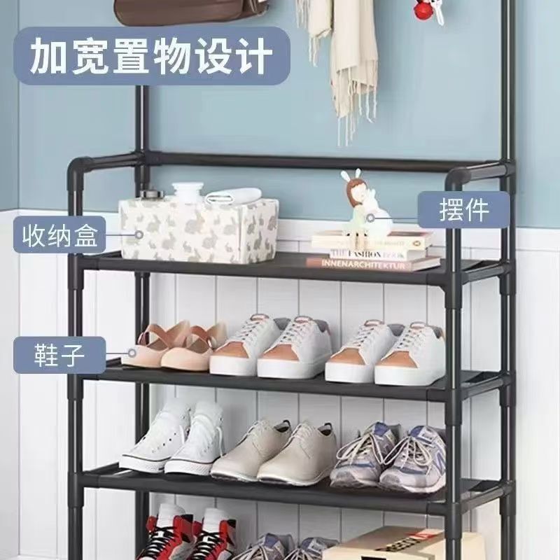 简易鞋架多层家用落地一体式鞋帽架门口衣帽架鞋架子出租房鞋柜|undefined