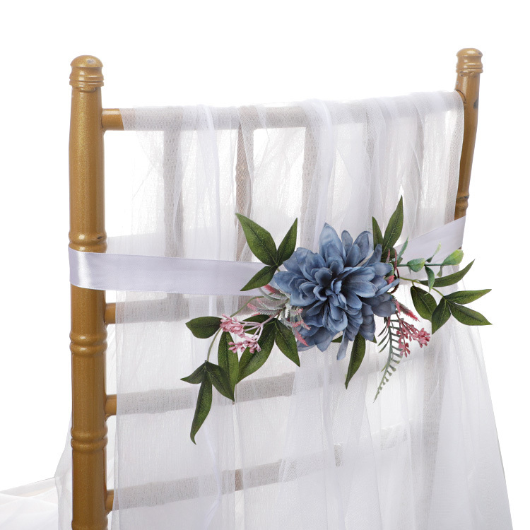Baoxin productos de la boda Nordic Mori eucalipto hoja silla trasera Flor de la boda banquete Silla de nuevo Flor Amazon Venta caliente flor artificial