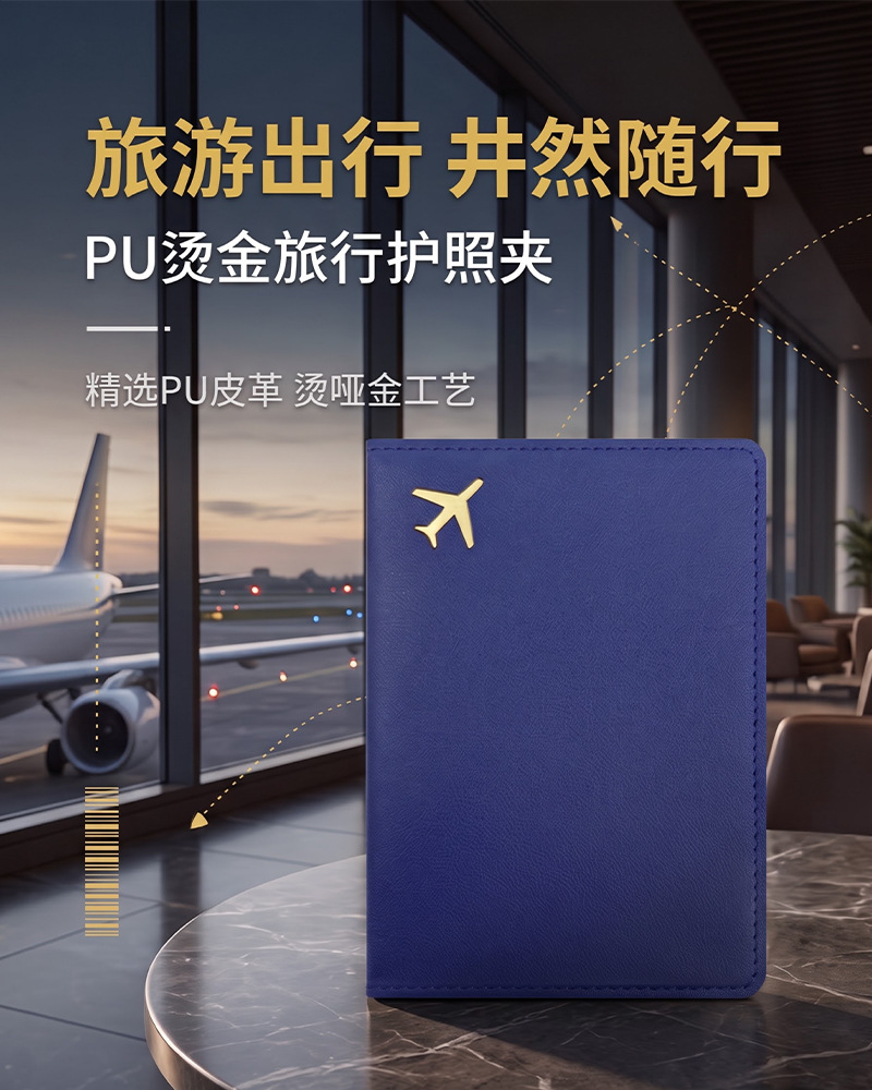 Uluslararası Stok Kalın PU Deri Özelleştirilebilir LOGO Pasaport Cüzdanı Pasaport Kılıfı Sıcak Baskı Uçak Pasaport Koruma Kaplı